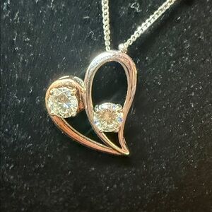 Sterling Silver Heart Necklace | Cubic Zirconia | 925 MOI | Thailand